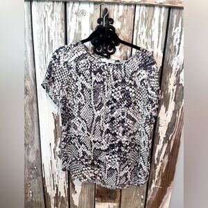Lavender Brown snake print brown & white top small